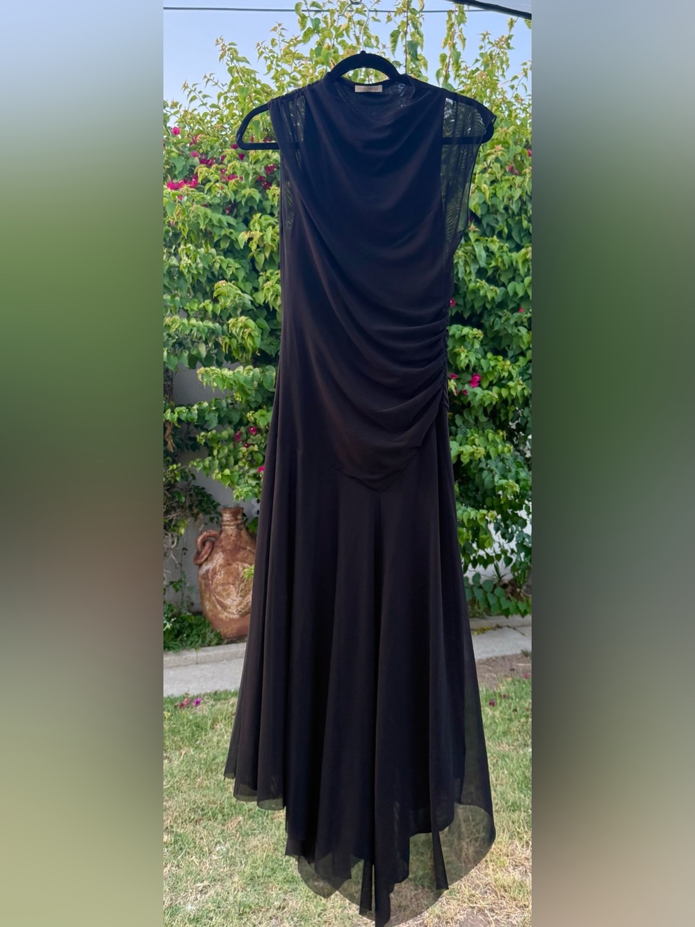 Zara Black asymmetrical Draped Maxi Dress